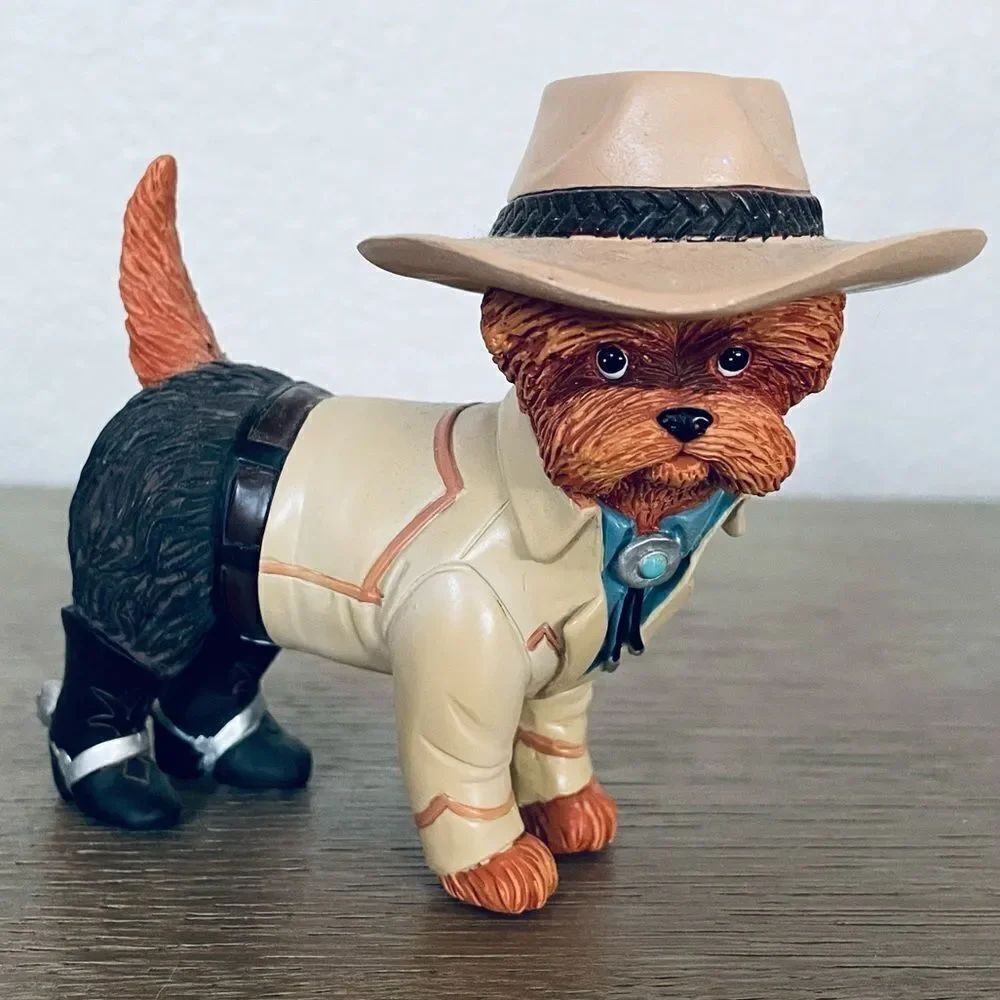Hamilton Collection Spurs N Furs Yorkie Dog Figurine